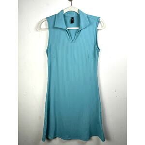 Cider Blue Sleeveless Collared V-Neck Preppy Tennis Golf Skater Dress Large